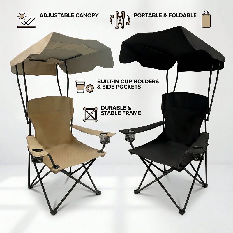 Outdoor Camping Chair With Awn - огляд і ціна Fishing Equipment Us