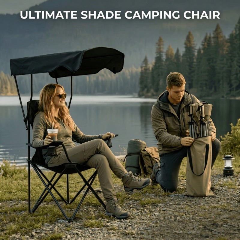 Outdoor Camping Chair With Awn - огляд і ціна Fishing Equipment Us